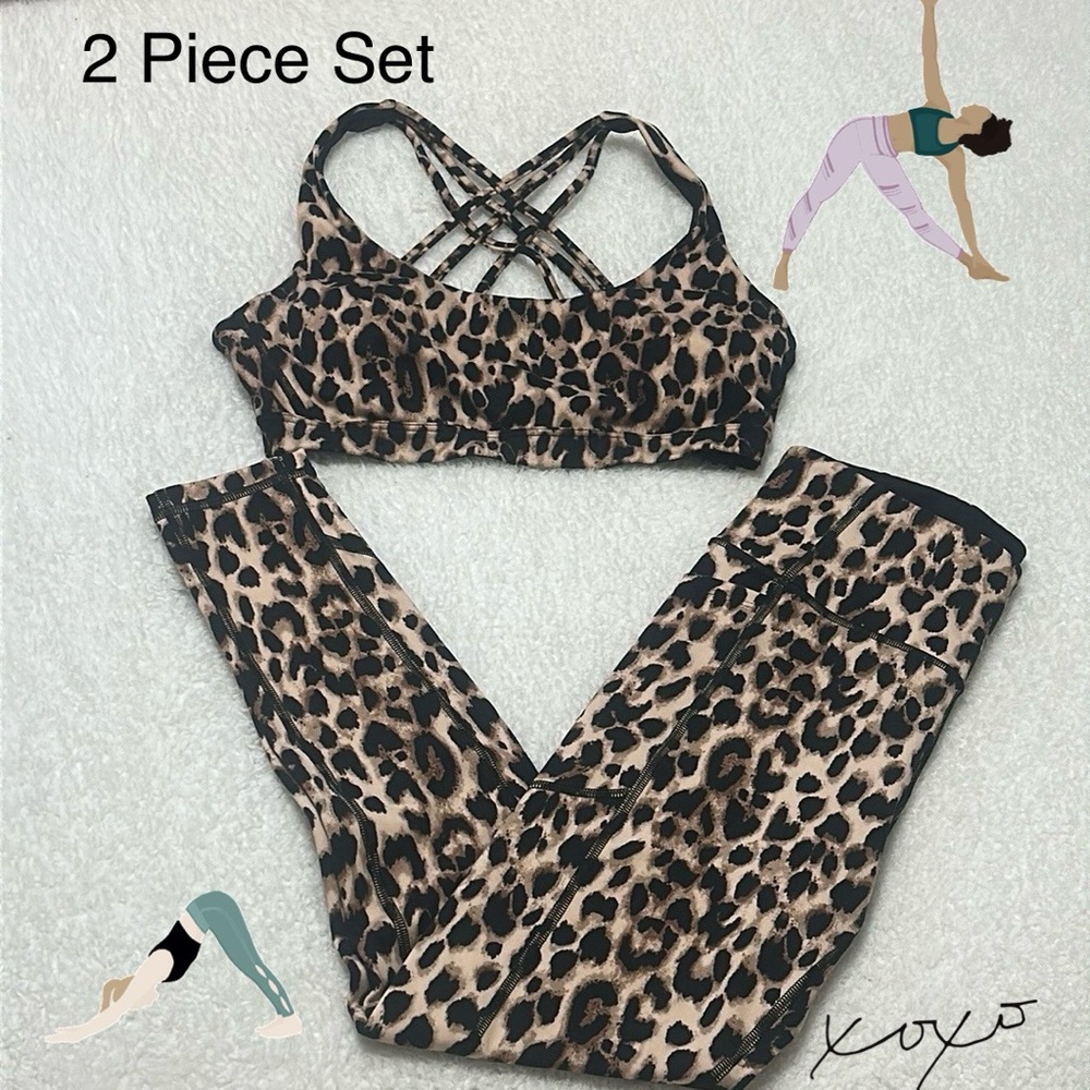 Victoria’s Secret Leopard Print Leggings and Sports Bra Set